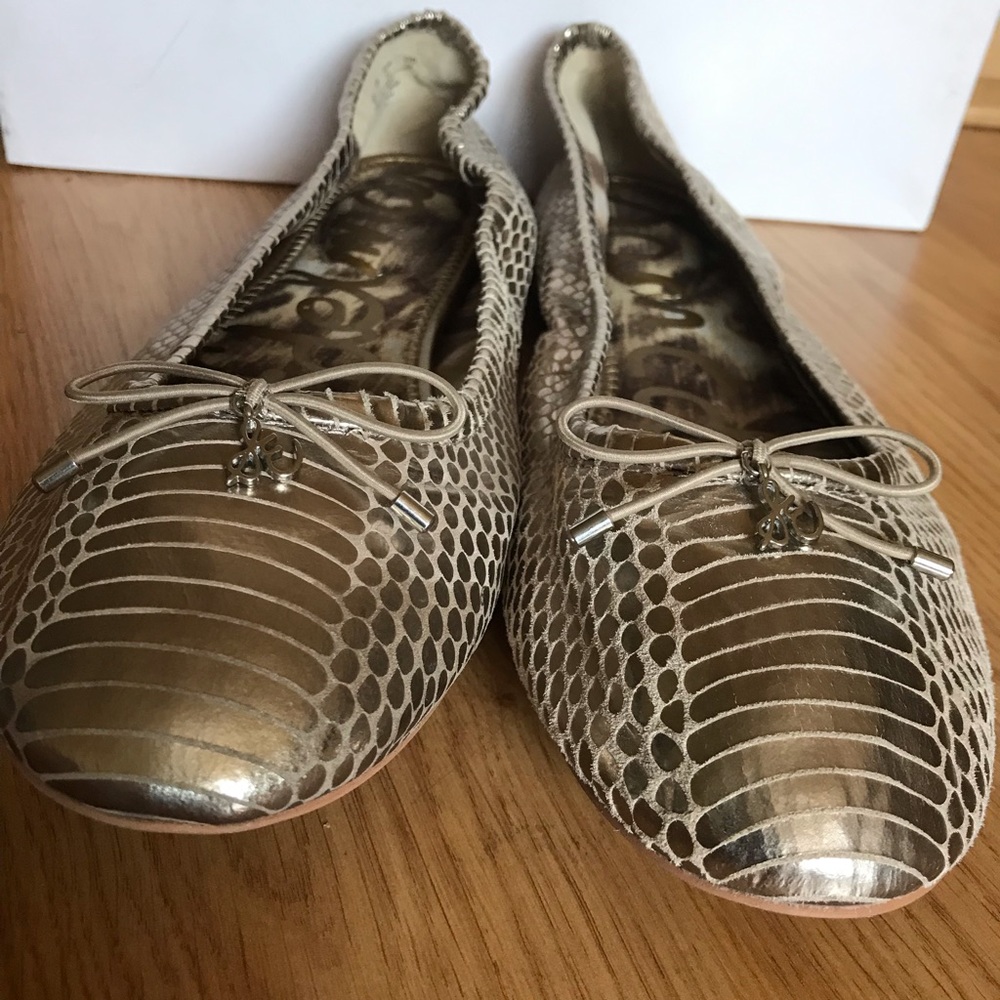 SAM EDELMAN - Gold Snakeskin Print Ballet Flat Size 11